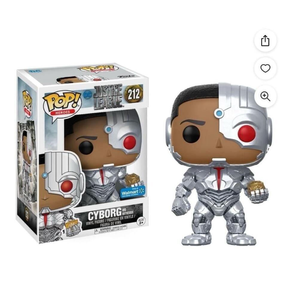 Unisex Funko Justice League Cyborg with Motherbox Pop! Vinyl Figure 212 Silver